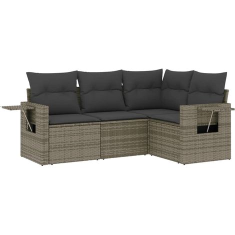 Maison Exclusive - 4-tlg. Garten-Sofagarnitur mit Kissen Grau Pol