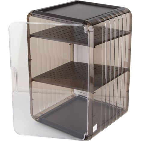 Porte-gobelets empilable en plastique transparent anti-poussière, grand format, noir, pour armoire ou bureau. (1/5)