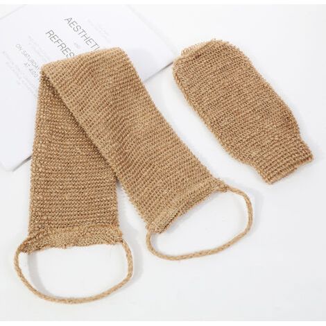 Gants de Crin Naturel avec Sangle Lave Dos en Chanvre,Gant Exfoliant Gommage Corps,Eponge Exfoliante Corps,Accessoires pour le Bain,Gratte dos,Hammam Nettoie et Dos Corps Bain Douche Hommes Femmes (1/4)