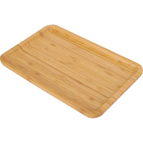 Plateau de service rectangulaire en bambou pour aliments, fruits et gâteaux, idéal pour la cuisine domestique. (1/5)