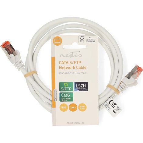 Nedis cat6 netzwerkkabel rj45 stecker rj45 stecker sftp 200 m rund lszh weiss label