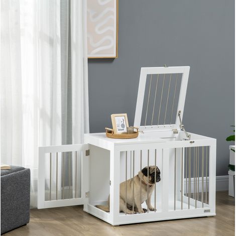 Gabbia per cani di taglia media 80 x 50 x 56,5 cm con porte, bianca OKMYHOME (1/5)