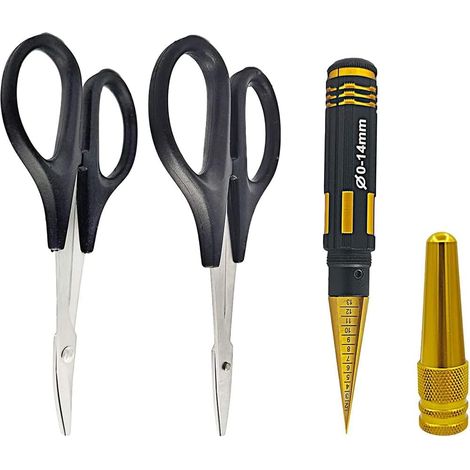 RC Body Reamer 0-14mm Hole Punch with Curved Sleeve and Scissors and Straight Scissors RC Car Body Mounting Set for Car Truck Repair Tools (1/5)