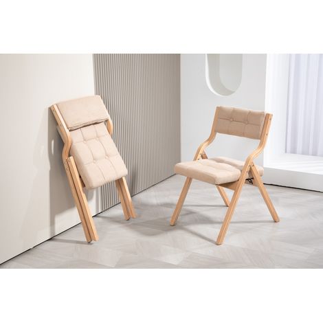 Lot de 2 chaises pliantes rembourrées en bois – Assise large et ergonomique – Pliage facile pour rangement – Couleur vert olive