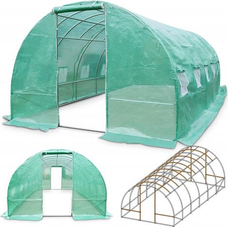 Bb-Loisir – Serre tunnel en aluminium 3x4m – Film indéchirable 175g/m² – Ventilation optimale avec 8 fenêtres et portes enroulables – Ancrage au sol (1/5)