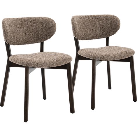 2er-Set Holzstühle in dunkler Nussbaum-Optik und meliertem Stoff in Taupe AURA (1/5)