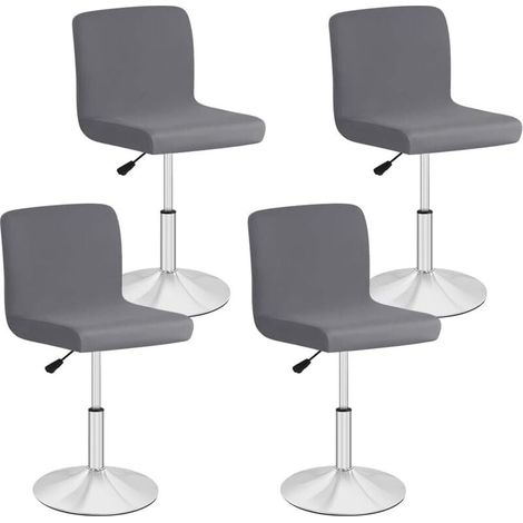 Ensemble de 4 Housses de Chaise Haute Bar de Salle à Manger, Housse Tabouret de Bar Amovible et Lavable, Couverture Extensible pour Chaise Haute pivotante, Tabouret Court (Gris) (1/4)