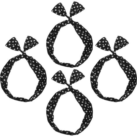 4-Piece Black Polka Dot Fabric Headband with Bow and Bunny Ears (1/5)