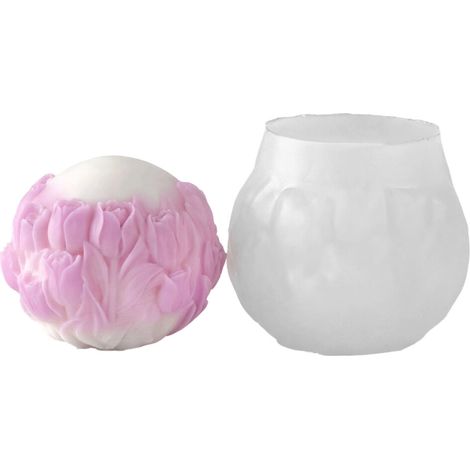 Stampi in silicone a forma di fiore in rilievo per candele, modello de-5477