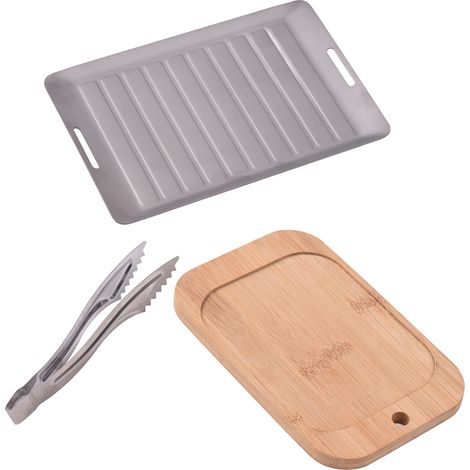 Kit Barbecue Titane Pince Inox Planche Bambou Robuste Idéal Camping et Maison Usage Quotidien Pratique (1/4)