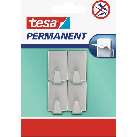 Crochets Rectangulaires Métal Adhésifs Acier Inoxydable Brossé, Installation Rapide Sans Perçage, Idéal pour Cuisine et Salle de Bain Fixation Permanente pour Objets Légers (1/5)