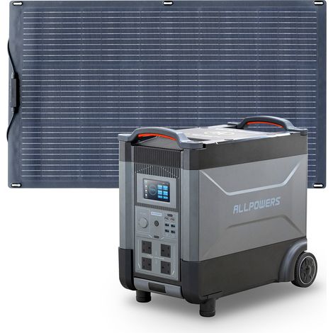 Home Battery Power Station LiFePO4 3600Wh, Voice Control With 100W Flexible Monocrystalline Solar Panel For Home Backup Outdoor ALLPOWERS R4000 (1/5)