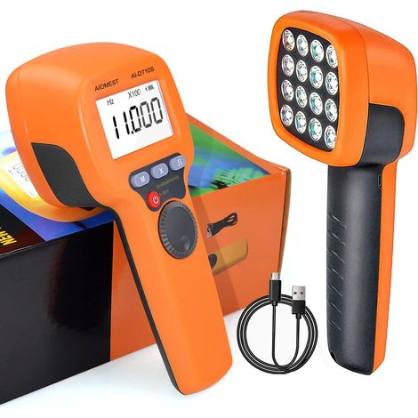 Stroboscope LED Numérique Tachymètre Stroboscopique Sans Contact 6099,999RPM Pour Moteurs, Climatisation Portable (1/5)