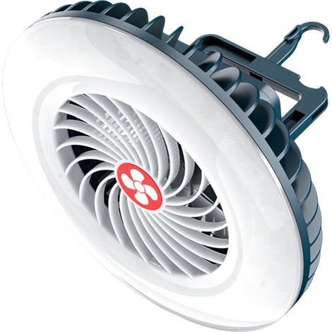 2-in-1 LED-Hängeventilator mit Aufhängehaken und Magnetrückseite für Camping, Büro, Auto, Notfälle und Studentenwohnheime.