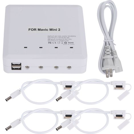 Chargeur USB 4-en-1 pour batteries drone DJI Mini 2, adaptateur 100-240V, prise américaine. (1/5)