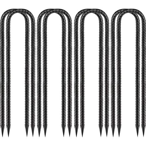 8 Erdnägel, verzinkter Stahl, U-förmig, 30 cm, für Zelt, Camping, Garten (1/5)