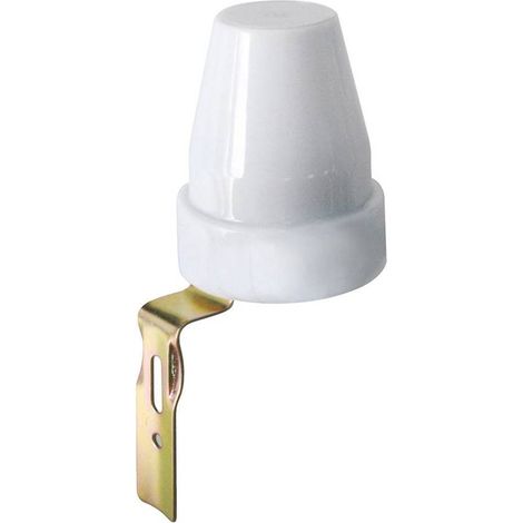 Electraline – Interrupteur crépusculaire blanc IP44 – Réglage de 5 à 300 lux – 1000W incandescence – Détection automatique lumière ambiante