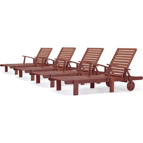 Sdraio pieghevoli in legno esotico "Tokyo" - Mohogany - Marrone mogano - set di 4