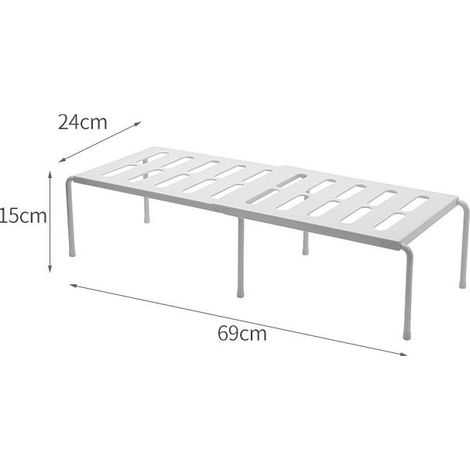 Etagère de cuisine Organisateur d'épices pour la maison Etagère rétractable en plastique - Blanc, 36 x 24 x 15 cm, extensible 39-69,1pc (1/4)