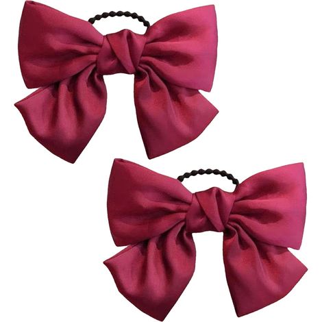 Bow Hair Clip - Satin Fabric - Metal French Barrette - For Women And Girls - Red Or Black - 2 Pieces (1/5)