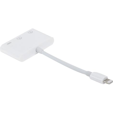 Station d'extension adaptateur OTG 3 en 1 pour iOS, carte mémoire, hub USB, clavier, souris, appareil photo et piano (1/5)