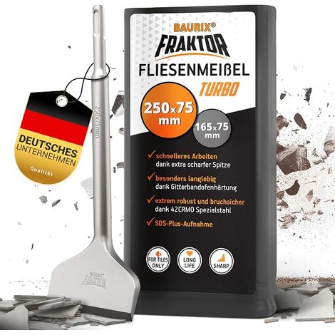 SDS Plus Tile Chisel 250 x 75 mm – Flat Chisel, Steel 42CrMo (1/5)