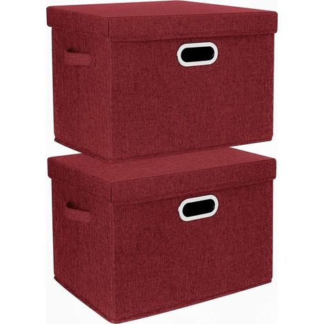 2er-Set Aufbewahrungsboxen, faltbar, mit Deckel, robustes Polyester, 44 x 30 x 29 cm, für Zuhause und Büro (1/5)