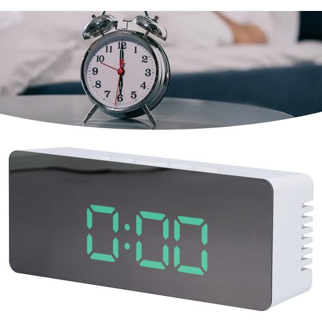 LED-Spiegelwecker mit digitaler Schlummerfunktion für Schlafzimmer, Büro und Wohnbereich – Weißes Gehäuse TS-S69-G (1/5)