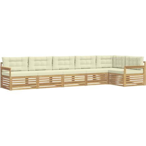 Outdoor Sofa Set with Cushion 6 pcs White and Cream Polyester vidaXL (1/5)