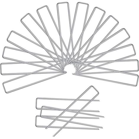 Piquets de Fixation pour Jardin, Pelouse Agrafes en Forme de U pour Bache Anti-Mauvaises Herbes, Galvanisés à Chaud (3x150x25mm)-Différentes options de quantité (1/5)