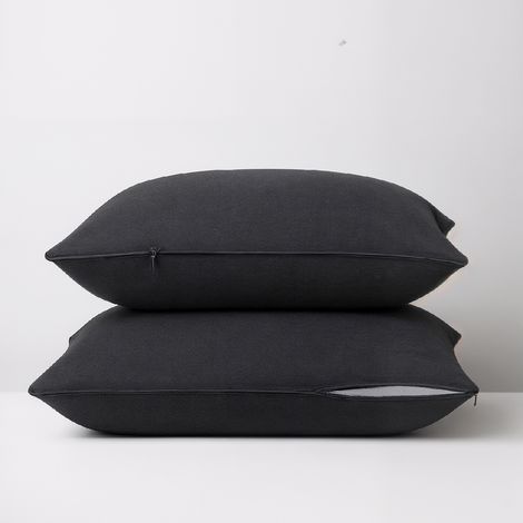 Lot de 2 Taies d'oreiller 2 en 1 - Alèse absorbante intégrée - Coloris Carbone - 60/60 - DODO (1/2)