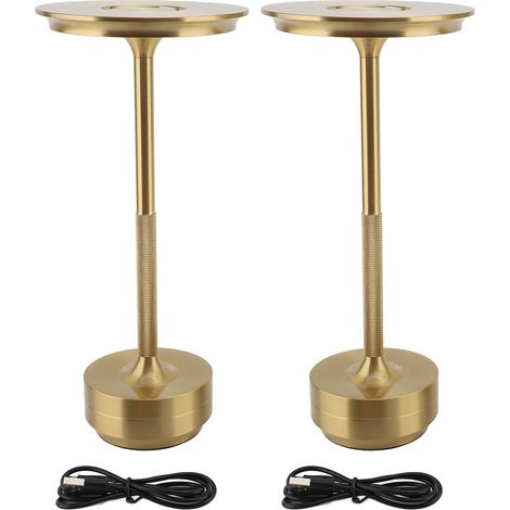 2 pièces lampes de table sans fil rechargeables 3000mAh à piles 3 couleurs LED table de chevet pour la maison restaurant patio extérieur or (1/5)