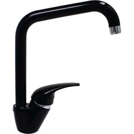 Rubinetto miscelatore monocomando nero lucido per lavello con canna alta quadra serie pegaso nero lucido 3/8 PAFFONI