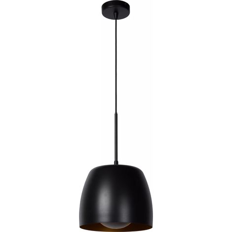 Lampada a sospensione loft nera interno oro Nolan E27 Lucide (1/5)