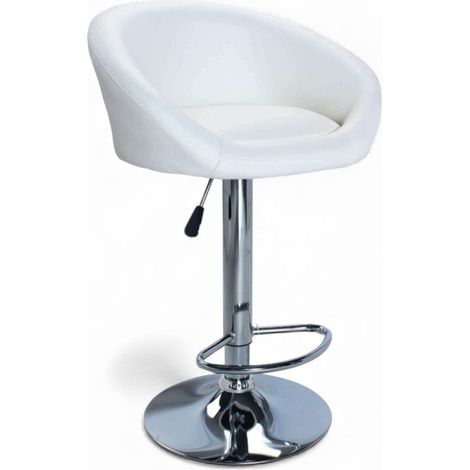 Sgabello da interno con struttura regolabile in acciaio e seduta in ecopelle imbottito Big Skin -  White