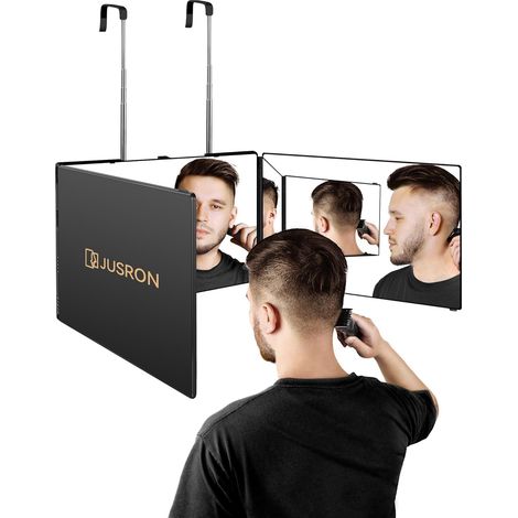 Miroir à Suspendre à 360 ° - Cosmétique Miroir Pliable en 3 Parties - Réglable en Hauteur - pour Le Maquillage, Le Rasage, la Coiffure - sans LED (1/5)