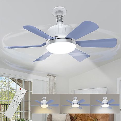 Ventilateur de plafond moderne,E27, 3 vitesses de ventilation, éclairage LED tricolore (3000K/4500K/6000K), 46 cm, sans douille (1/5)