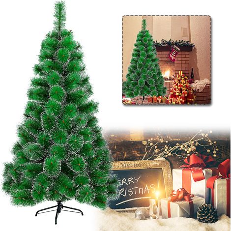 AUFUN Sapin de Noël artificiel (210cm, Vert Aiguilles de sapin + effet neige) (1/5)