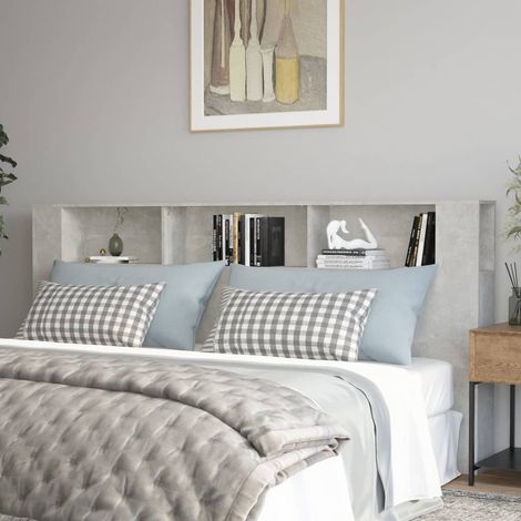vidaXL Testiera con Scomparti Grigio Cemento 220x18,5x104,5 cm