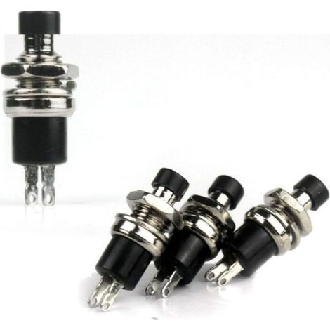 5 Pcs SPST Mini Bouton Momentanés Poussoir Interrupteur Normal Ouvert 250V 2A Noir (1/4)