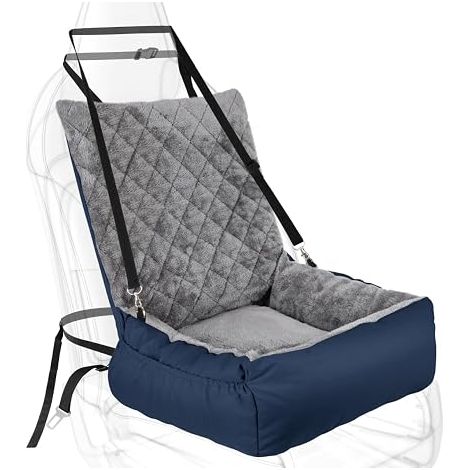 Dog Car Seat, Car Seat for Small Dogs or Cats, Cuddly Travel Bed for Dogs, Washable Plush, with Safety Lead, Suitable for Front and Back Seats