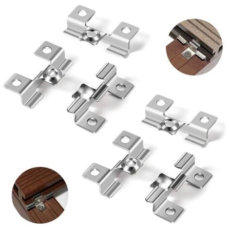 100 pinces en acier inoxydable pour planchers WPC, pinces de fixation de 6,5 mm, pinces invisibles pour l’installation de planchers composites, plage de serrage de 6,5 mm, couleur argent