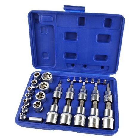 Kit Inserti + Bussole/Boccole impronta torx 29 pezzi 3/8 - 1/4 cromo vanadio