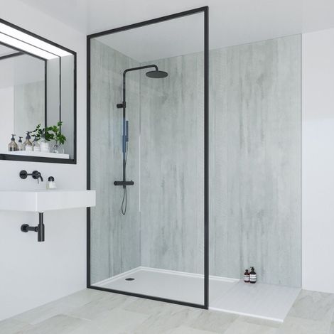 Multipanel Linda Barker Concrete Formwood 2400mm x 900mm Hydro-Lock Tongue & Groove Bathroom Wall Panel (1/4)