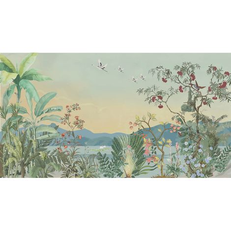 Papier peint panoramique - Jardin Oiseaux - 130 cm x 70 cm (1/2)