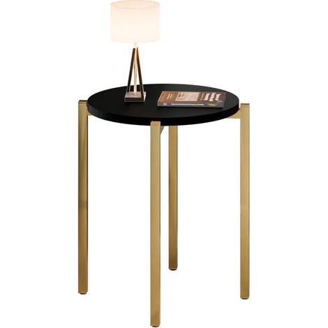 Table de chevet ronde moderne 35 x 35 x 46 cm en métal doré (1/5)