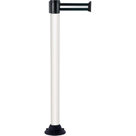 Poteau Alu Blanc laqué à sangle Noir/Argent 3m x 50mm sur socle fixe - 2010221 (1/3)