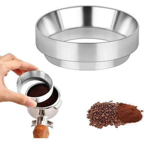 (Argent) Bague de dosage de café 51 mm, pièces de rechange pour expresso, trémie de dosage avec trémie de remplissage magnétique pour machine à café, accessoire pour barista, accessoires pour café (1/5)