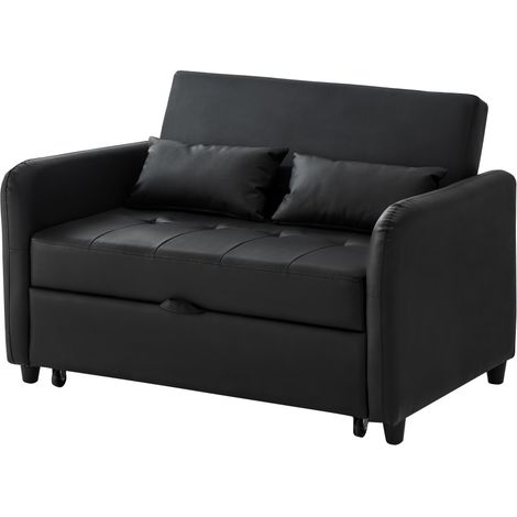 [Mit Schlaffunktion] Multifunktionales Sofabett, Zweisitzer-Ausziehbares Sofabett, 3-stufig verstellbare Rückenlehne, wasserabweisendes PU-Material, leicht in ein Bett verwandelbar (1/5)