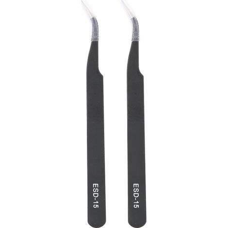 2PCS Pince de Précision Anti-Statique ESD-15 en Acier Inoxydable, Outils de Réparation Électronique (1/5)